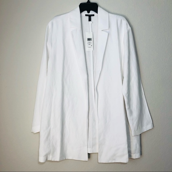 NWT Eileen Fisher White Notch Collar Open Front Lightweight Blazer size M - Picture 5 of 12
